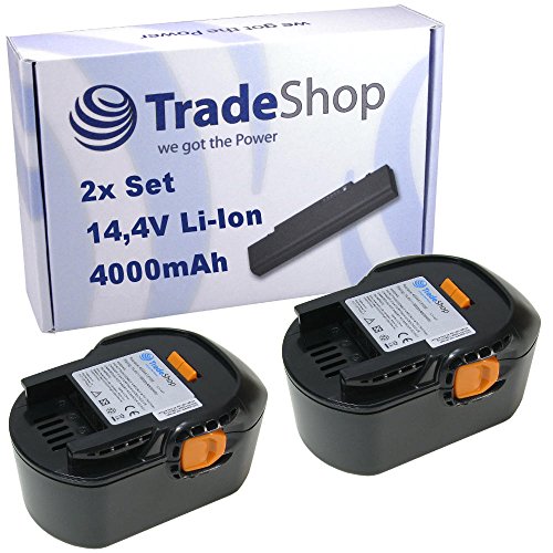 2x Trade-Shop LiIon Akku 14,4V 4000mAh 58Wh für AEG 4935413106 4935416790 GBS14.4V B1414G B-1415R B-1420 B-1420R M-1430R für AEG BBM14STX-R BS14X-R BS14G BS14X von Trade-Shop