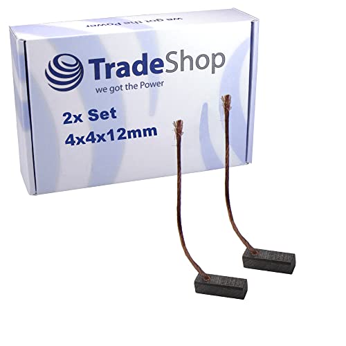 2x Trade-Shop Motorkohlen Kohlebürsten Schleifkohlen 4 x 4 x 12mm 12-24 Volt für verschiedene KFZ-Motoren Rolltor Garagentor Antriebe Lichtmaschine von Trade-Shop