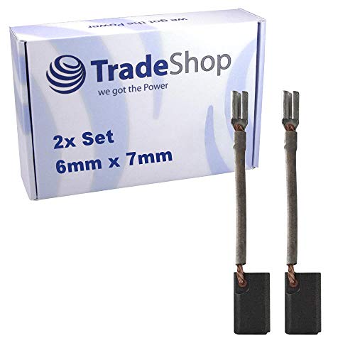 2x Trade-Shop Schleifkohle 6x7 mm Kohlebürste Motorkohle 6 x 7 mm für Elektro-Werkzeug Motor von Trade-Shop