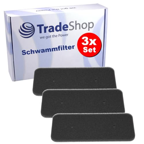 3x Trade-Shop Schwammfilter/Schaumfilter kompatibel mit Candy GVHD813A2-S GVHD913A2-8 GVHD913A2BC GVHD913A2C GVHD913A2-S GVHD913A2X GVHD1013A2 von Trade-Shop