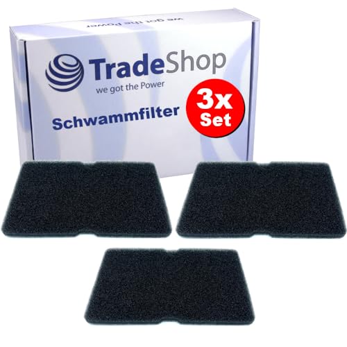 3x Trade-Shop Schwammfilter/Schaumfilter kompatibel mit Grundig 7188289710 7188289730 7188289760 7188289800 7188289810 7188289820 7188289830 7188289840 von Trade-Shop