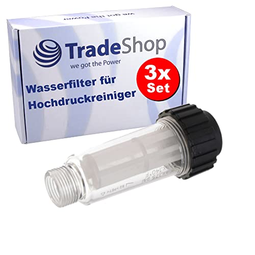 3x Trade-Shop Wasserfilter/Filterpatrone (3/4") kompatibel mit Einhell, Black & Decker, Bosch, Stihl, Nilfisk, Parkside Hochdruckreiniger von Trade-Shop