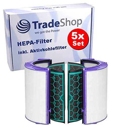 5x Trade-Shop HEPA Filter Ersatz + Aktivkohlefilter für Dyson Pure Cool TP04 TP05 HP04 HP05 DP04 DP05 Luftreiniger ersetzt 969048-03 969048-01 von Trade-Shop