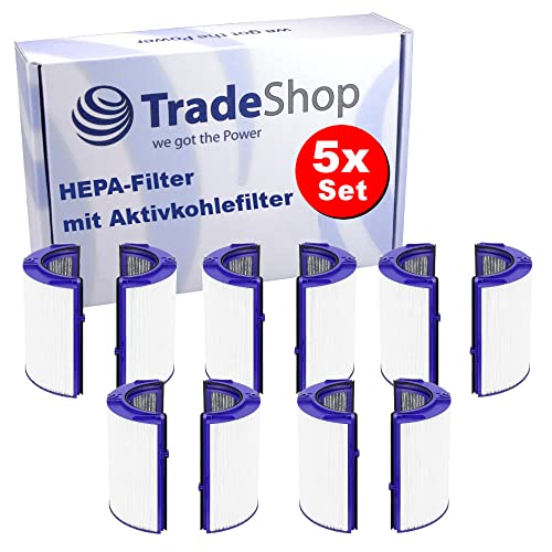 5x Trade-Shop HEPA-Filter inkl. Aktivkohlefilter kompatibel mit Dyson TP07 TP08 TP09 TP7A PH3A ersetzt 970341-01 965432-01 / Luftreiniger Ventilator von Trade-Shop