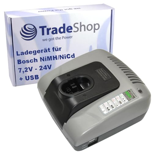 Akku Ladegerät 7,2V-24V Ni-MH Ni-Cd für Bosch GSR 18 V GSR 18 VE-2 GST 18 V PSB 18 VE 2 PSR 18 VE-2 3300K 3305K 330K 3310K 3315K 3500 ABS 12 M-2 von Trade-Shop