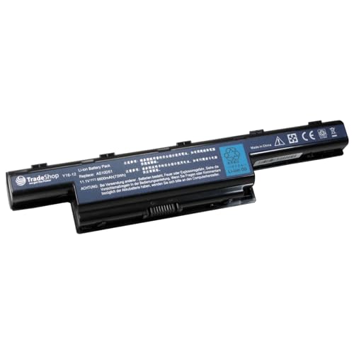 Hochleistungs Laptop Notebook Akku 10,8V/11,1V 6600mAh für Acer Aspire 5750 5750G 7551G 7551 7551 ersetzt AS10D51 LC.BTP00.123 AS10G3E AK.006BT.075 AS10D73 AK.006BT.080 von Trade-Shop