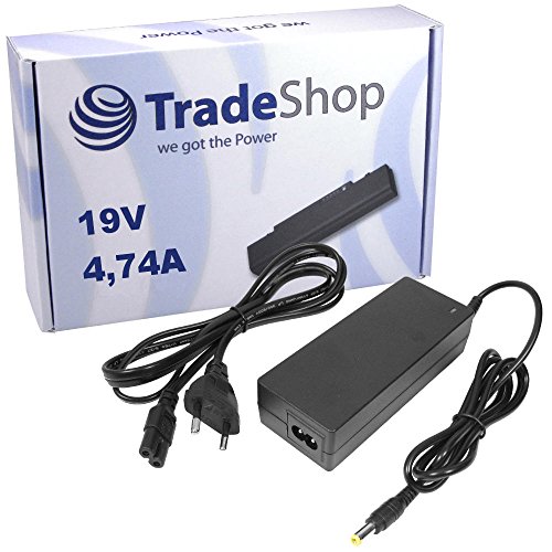 Notebook Laptop Netzteil Ladegerät Ladekabel Adapter 19V 4,74A 4,8mm x 1,7mm Stecker inkl. Stromkabel für Hewlett Packard HP Pavilion DV-9900 DV-2100 DV-2600 DV-2900 TX-1300 ersetzt 0220A1890 102576 von Trade-Shop