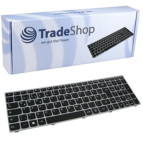 Original QWERTZ Tastatur Deutsch mit silbernem Rahmen für Lenovo Ideapad 15 Flex 15ACZ 15ibr 15isk 300-14IBR 300-15ABM 300-15IBR 300-15ibr 300-15IBR 300-15ISK 300-15isk (Deutsches Tastaturlayout) von Trade-Shop