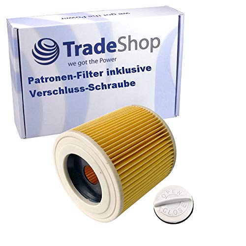 Patronen-Filter inkl. Verschlussschraube für Kärcher WD 2.200 WD 2.240 WD 2.250 WD 2.400 M WD 2.500 M WD 3 WD 3 Battery/Premium/Set WD 3 Car WD 3 Car Kit WD 3 P WD 3 P Extension Kit von Trade-Shop