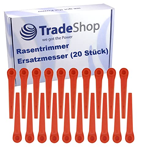 Trade-Shop 20x Ersatz-Messer kompatibel mit Gardena Comfort-Cut Li-18/23 R (Art.-Nr. 9825-20) Rasentrimmer - Ersatzklinge, rot, Kunststoff von Trade-Shop