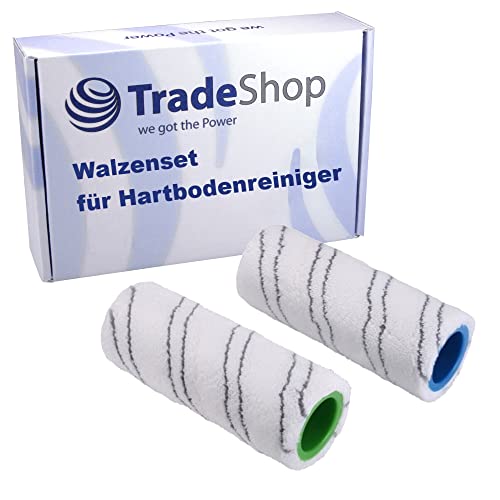 Trade-Shop 2in1 Set Reinigungswalzen Rollbürsten kompatibel mit Kärcher FC3 FC5 FC7 EWM 2 ersetzt 2.055-006.0 2.055-007.0 / Hartbodenreiniger Zubehör von Trade-Shop