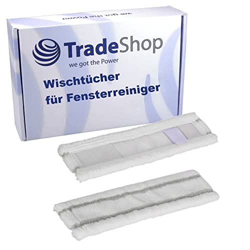 Trade-Shop 2x Mikrofaser Wischtuch Wischpad Wischbezug kompatibel mit Kärcher WV 45, WV 45 Plus, WV 50, WV 50 Plus, WV 51, WV 51 Plus Fensterreiniger von Trade-Shop