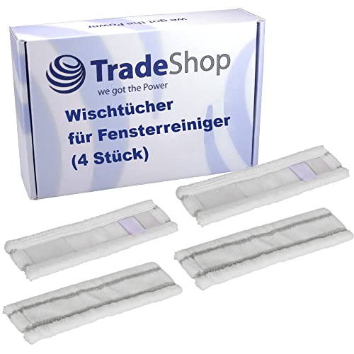 Trade-Shop 4x Mikrofaser Wischtuch Wischbezug kompatibel mit Kärcher WV52, WV52 Plus, WV60, WV60 Plus, WV70, WV70 Plus/Fensterreiniger Fenstersauger von Trade-Shop