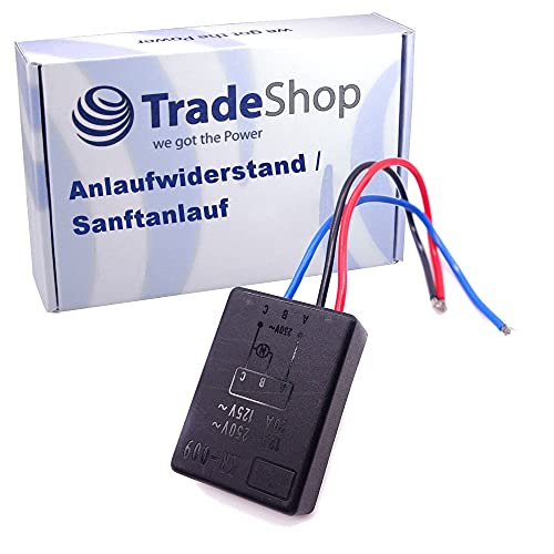 Trade-Shop Anlaufwiderstand/Sanftanlauf/Softstart 12A 230V inkl. 3 Kabel für Winkelschleifer Gehrungssäge Kreissäge bis 250V von Trade-Shop