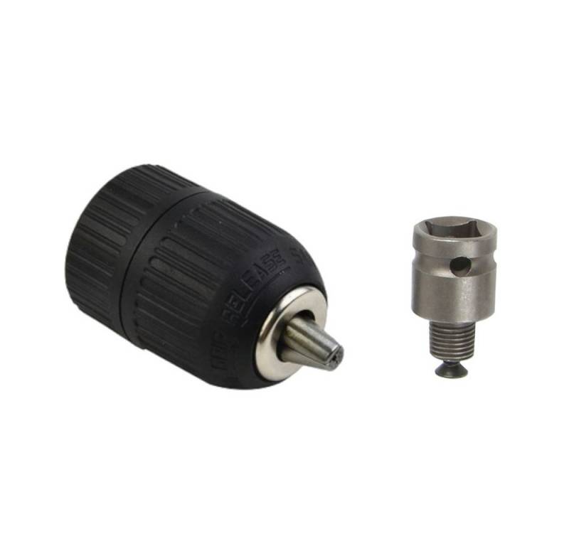 Trade-Shop Bohrfutter + Vierkant-Adapter 1/2" x 20 UNF für Bohrmaschinen, Bohrschrauber, Spannweite bis 13.00 mm, inkl. Schraube / zum Umbau von Schlagschrauber in Bohrmaschine von Trade-Shop