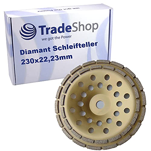 Trade-Shop Diamant Schleifteller Schleiftopf 230mm Durchmesser 22,23mm Bohrung für viele Elektrowerkzeuge mit M14 Gewinde/Segmente 5mm Doppel Reihe von Trade-Shop