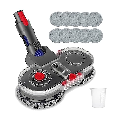 Trade-Shop Elektrischer Wischaufsatz für Dyson V11 V10 V8 V7 V15 Staubsauger, Wischmopp Aufsatz Set mit 10 Mopppads, Abnehmbarer Wassertank, Messbecher von Trade-Shop