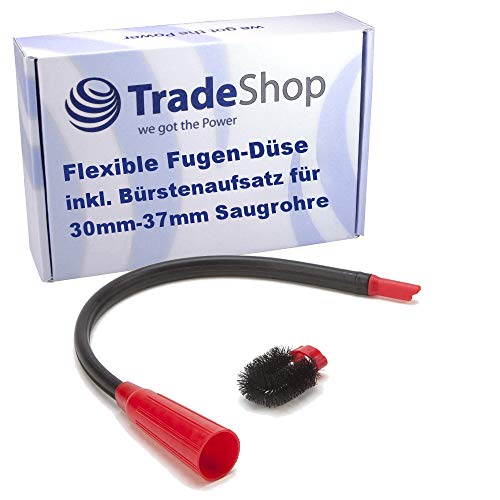 Trade-Shop Ersatz für Universal Fugen-Düse für 30mm - 37mm Staubsauger - enorm biegsam und flexibel - inkl. Bürsten-Aufsatz für Heizungen, Ritzen, Sofas uvm. von Trade-Shop