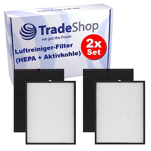 Trade-Shop Filter-Set (2x HEPA-Filter + 2x Aktivkohlefilter) kompatibel mit Comedes PT 94062 PT 94063, kompatibel mit Philips FY 3432 10 FY 3433 10 von Trade-Shop