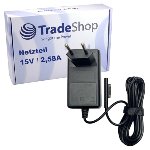 Trade-Shop Hochwertiges 15V 2,58A Netzteil Ladekabel Ladegerät A1800 für Microsoft Surface Book 2 i7 i5 / Surface Go Tablet 2018 / ultralanges Kabel von Trade-Shop