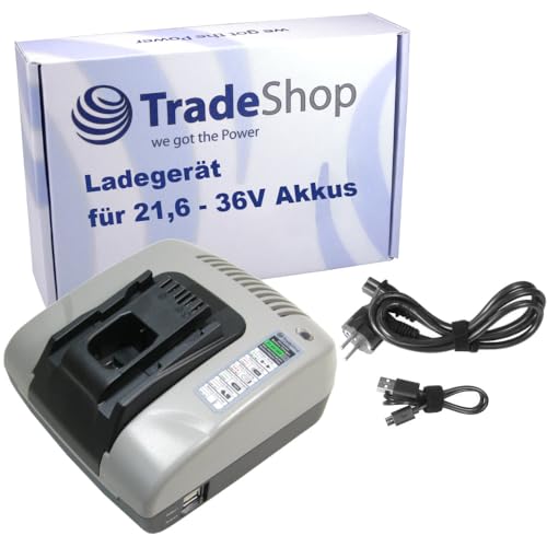 Trade-Shop Ni-MH Ni-Cd Li-Ion Akku Ladegerät 21,6V-36V Ladestation kompatibel mit Hilti SR 4-A22 GTB 6X-A22 NPR 32PE-A22 CPC 36V VC 20-UM-Y TE 6-A22 von Trade-Shop