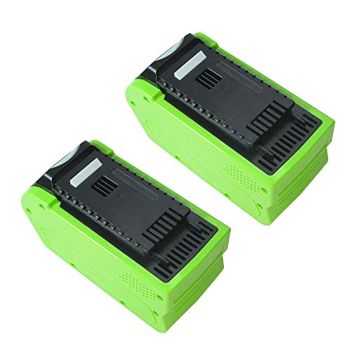 2x Trade-Shop Premium Li-Ion Akku, 40V / 5000mAh / 200Wh ersetzt Greenworks Tools 29472 29282 2601102 20302 2601402 29727 für G-MAX Rasenmäher 2500007 2500207, Rasentrimmer 21107, Gebläse 24107 von Trade-Shop