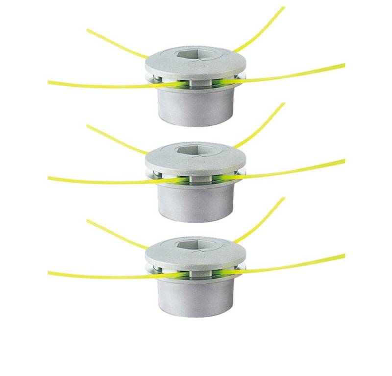 Trade-Shop Rasentrimmer-Ersatzspule 3x Universal Trimmerkopf aus hochwertiger Aluminium-Legierung, (24-St), inkl. 12x Mähleine, 6x Metalldichtung, 3x Unterlegscheibe von Trade-Shop