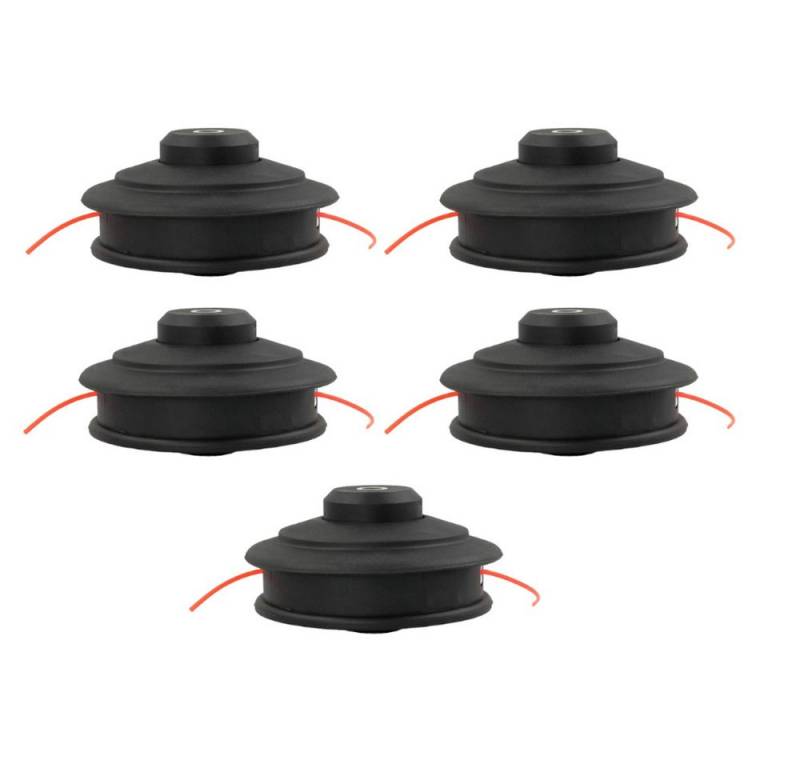 Trade-Shop Rasentrimmer-Ersatzspule Fadenkopf 5x passend für Echo SRM-2100 SRM-2100SB SRM-2110 SRM-2400, 4.50 m Fadenlänge, (5-St), mit Tippautomatik / M10 x 1,25mm Linksgewinde / Nylon Doppelfaden von Trade-Shop