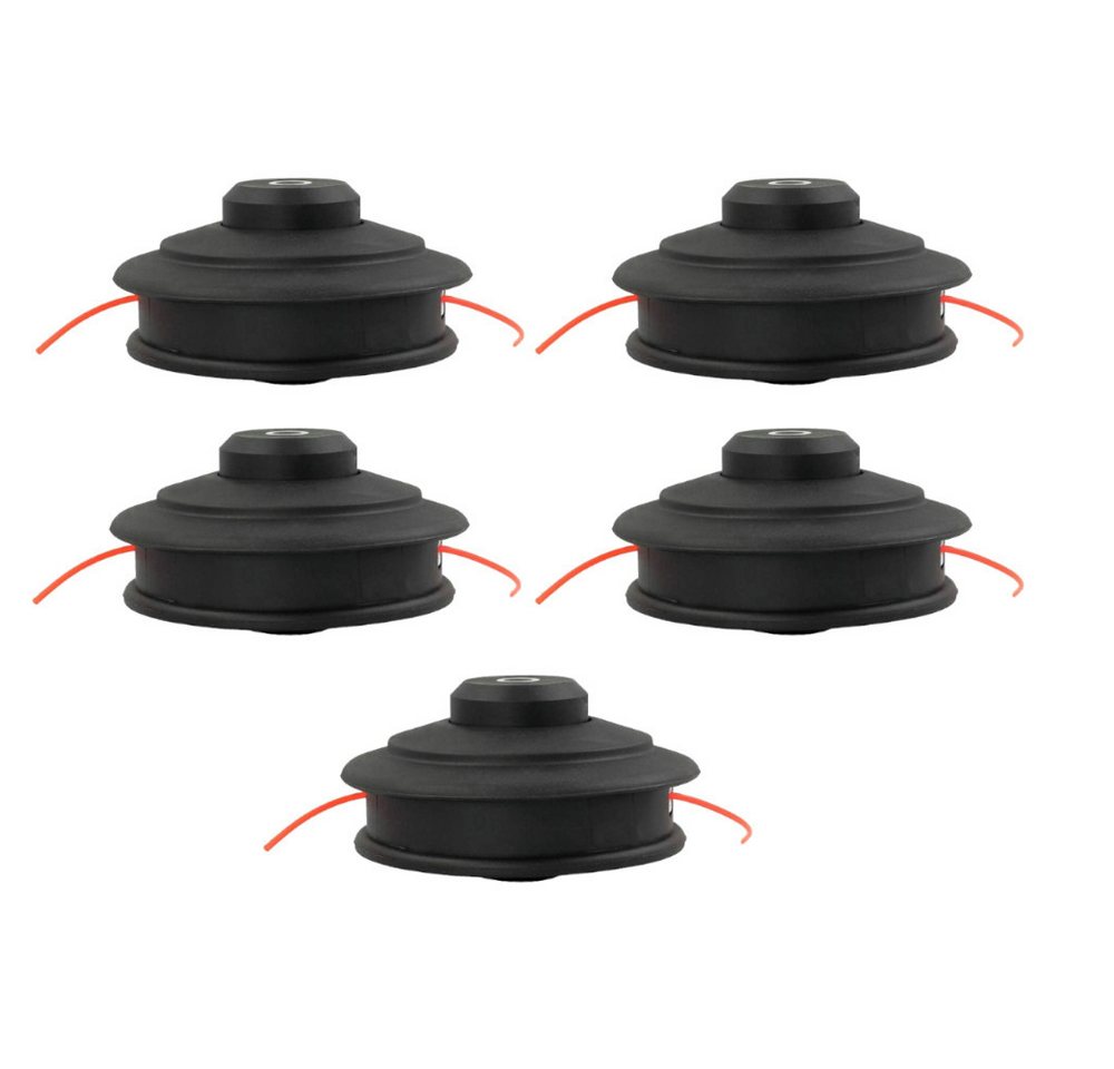 Trade-Shop Rasentrimmer-Ersatzspule Fadenkopf 5x passend für Echo SRM-2400 SB SRM-2410 SRM-2450, 4.50 m Fadenlänge, (5-St), mit Tippautomatik / M10 x 1,25mm Linksgewinde / Nylon Doppelfaden von Trade-Shop