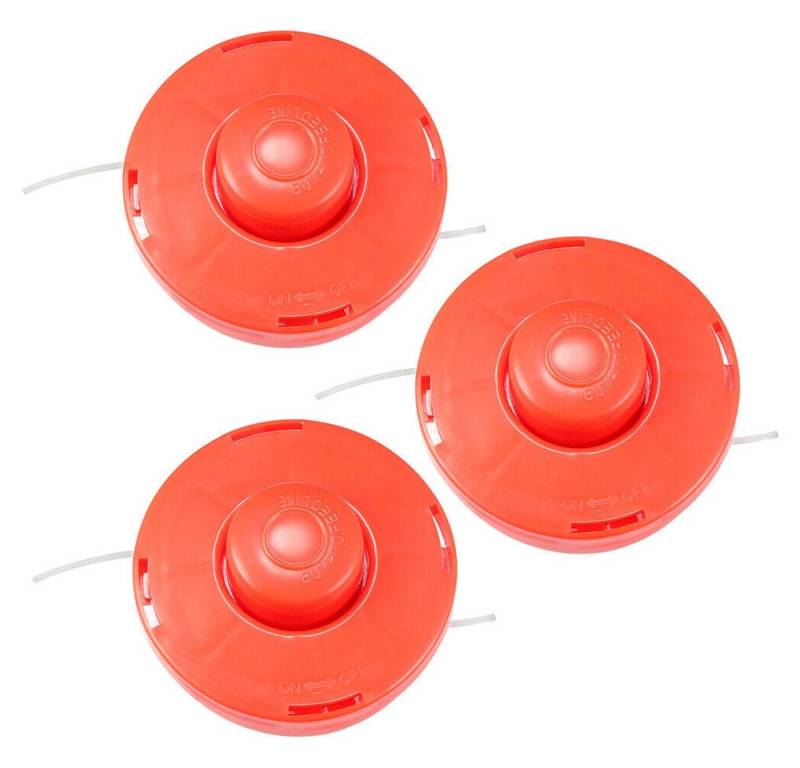 Trade-Shop Rasentrimmer-Ersatzspule Trimmerkopf 3x passend für EINHELL BG-BC 25 AS Benzin Freischneider, (3-St), Nylon Doppelfaden / Anschluss: M10 x 1,25mm Linksgewinde von Trade-Shop