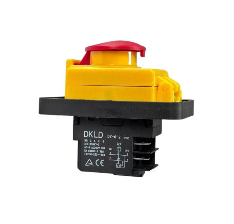 Trade-Shop Schalter Elektro switch Magnetschalter DKLD DZ-6-2 250V 15A IP55 für Sägen, Anschluss über 4 Kontakte / mit Kappe, Flachdichtung und PVC-Abdeckung Trade-Shop Schalter Elektro switch Magnetschalter DKLD DZ-6-2 250V 15A IP55 für Sägen, Anschluss über 4 Kontakte / mit Kappe, Flachdichtung und PVC-Abdeckung von Trade-Shop
