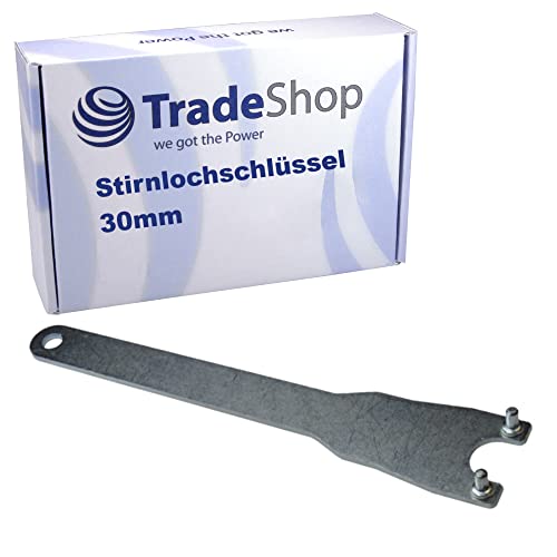 Trade-Shop Stirnlochschlüssel Zweilochschlüssel Schraubenschlüssel kompatibel mit Bosch Flex Makita Winkelschleifer, 30mm Pin Abstand, 215m Länge von Trade-Shop