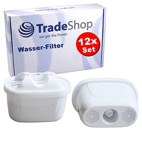 Trade-Shop Wasser-Filter im 12er Pack - Kartuschen kompatibel mit Bosch Mavea Wasserfilter zur Reduzierung von Kalk, Chlor & geschmacksstörenden Stoffen im Leitungswasser von Trade-Shop