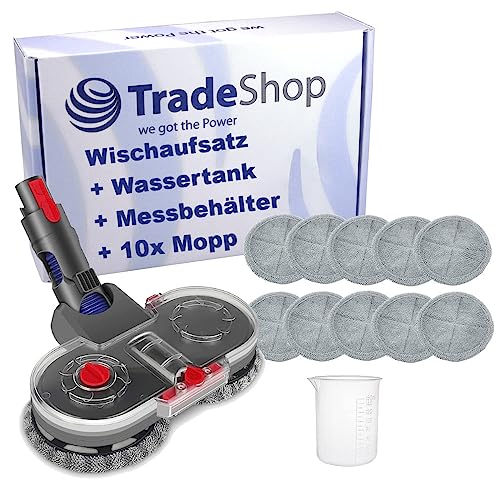 Trade-Shop Wischaufsatz für Dyson V15 V11 V10 V8 V7 Staubsauger mit Abnehmbarer Wassertank und 10 Waschbarer Mopp, Bodenwischer, Füllbehälter, Elektrisch von Trade-Shop