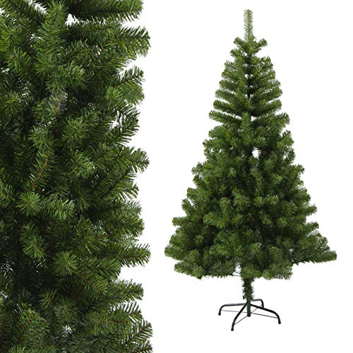Trade-Shop künstlicher Weihnachtsbaum 150cm (Ø ca. 90 cm) mit 680 Spitzen und Schnellaufbau Klapp-System, schwer entflammbar, inkl. Metall-Ständer von Trade-Shop