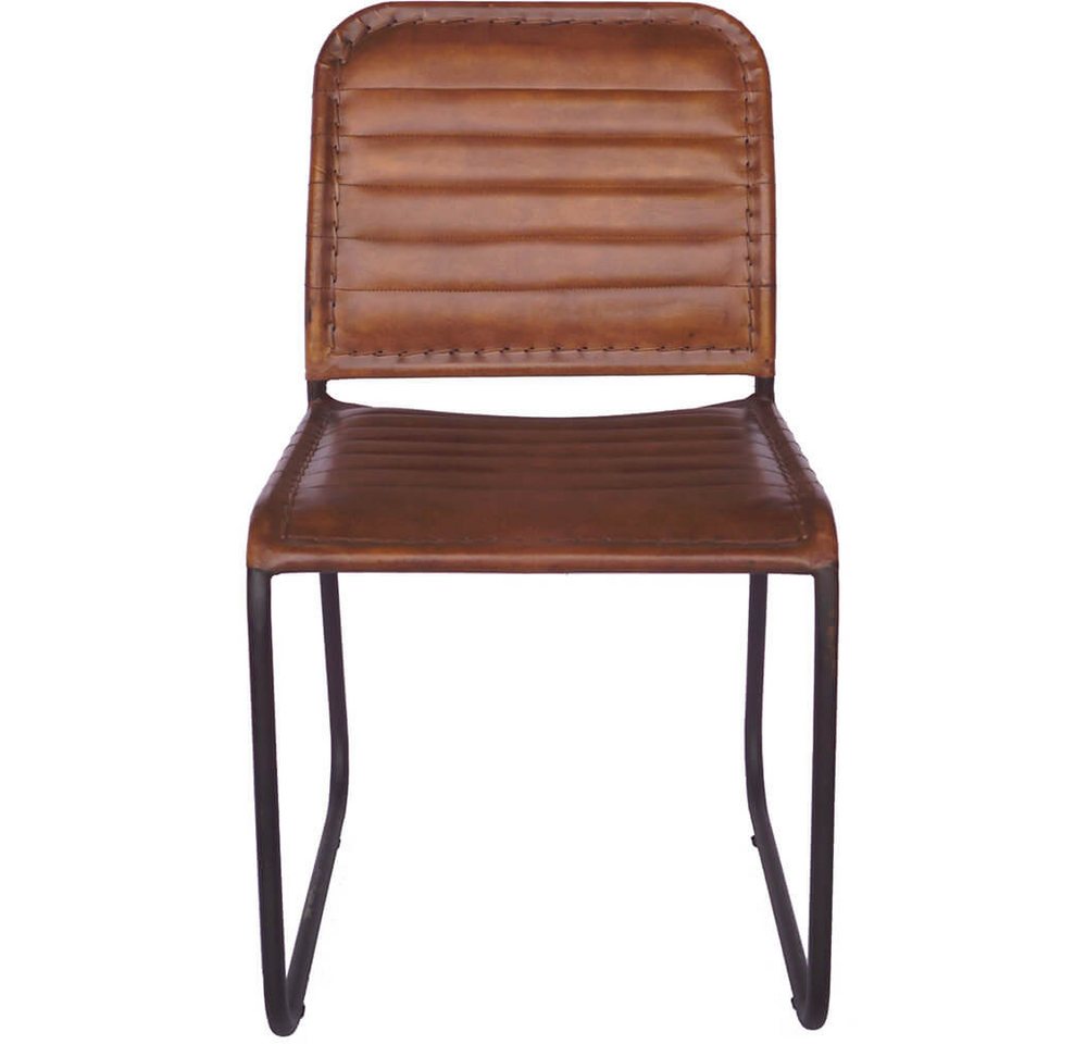 Trademark Esszimmerstuhl Esszimmerstuhl mit braunem gesteppten Leder auf Sitz und Rückenlehne von Trademark