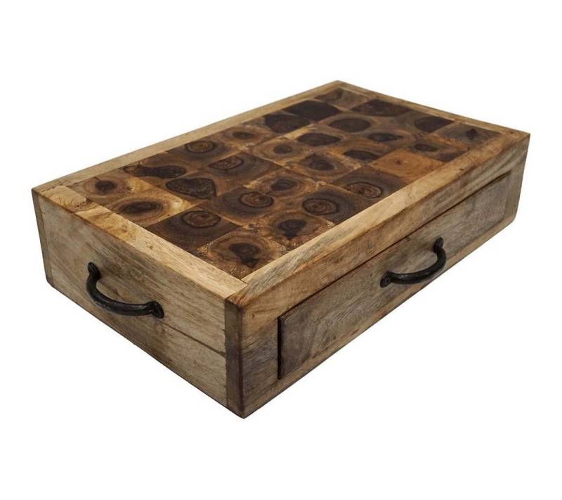 Trademark Living Schneidebrett Food Schneidebrett mit Schublade, Holz, (1-St), patiniert von Trademark Living