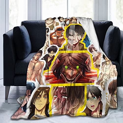 Eren Yeager Decke aus weichem und bequemem Wollfleece, Überwurfdecken für Sofa, Büro, Auto, Camping, Yoga, Reisen, Heimdekoration, gemütlich, Plüsch, Stranddecke, Geschenk von TradesForU