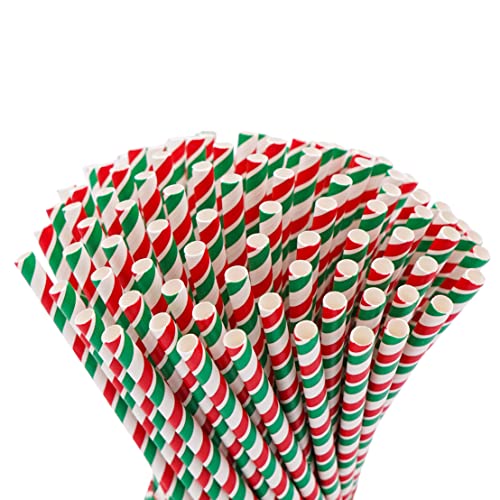 Papier Strohhalme lang Italia Design, 100 Stück, 23 cm lang, 7mm Ø. Strohhalm Italien italienische Flagge, tricolore, biologisch abbaubar, Umweltfreundlich Einweg Trinkhalm (Lang) von TradiNB