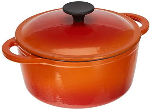 Tradifonte 501603 Kasserolle, rund, 2,5 l, Durchmesser 21 cm, Gusseisen, Orange Flame von Crealys