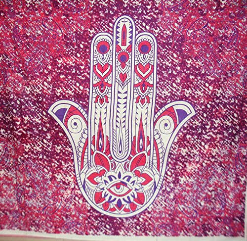 Traditional Jaipur Große Hamsa Hand Tapisserie, Fatima Hand Wandbehang, indischen Schlafsaal Raumdekorationen, Hippie-Wurf, böhmischen viel Glück Wand Dekor, 88"x 95" Zoll von Traditional Jaipur