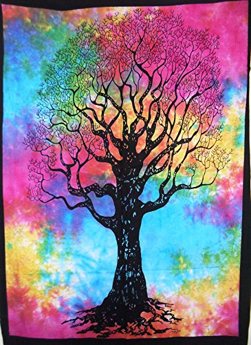 Traditionelle Jaipur Tie Dye Wandteppich, Baum Poster, Indian, zum Aufhängen Bohemian Werfen, Hippie Schlafsaal, Zimmerdekoration Boho Art Wand von Traditional Jaipur