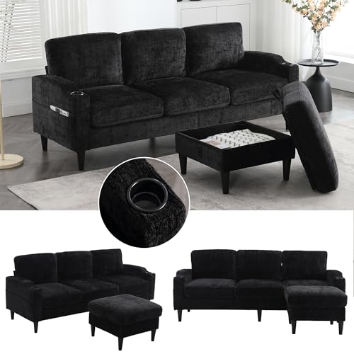 Tradrou Elegantes Sofa mit Hocker & Stauraum – 4-Sitzer mit bequemen Armlehnen, Getränkehalter, Seitentaschen & robusten Kunststofffüßen, Samtbezug für hautfreundlichen Komfort Tradrou Elegantes Sofa mit Hocker & Stauraum – 4-Sitzer mit bequemen Armlehnen, Getränkehalter, Seitentaschen & robusten Kunststofffüßen, Samtbezug für hautfreundlichen Komfort von Tradrou