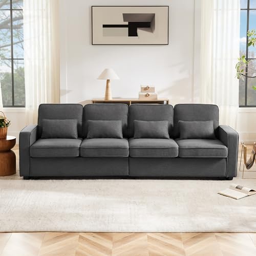 Tradrou Modernes 4-Sitzer-Sofa aus Leinenstoff, Viersitzer-Sofa mit Armlehnentaschen und 4 Kissen, Sofa im einfachen Stil, geeignet für Wohnzimmer, Wohnung, Büro, 3 Farboptionen für Sofas Tradrou Modernes 4-Sitzer-Sofa aus Leinenstoff, Viersitzer-Sofa mit Armlehnentaschen und 4 Kissen, Sofa im einfachen Stil, geeignet für Wohnzimmer, Wohnung, Büro, 3 Farboptionen für Sofas von Tradrou