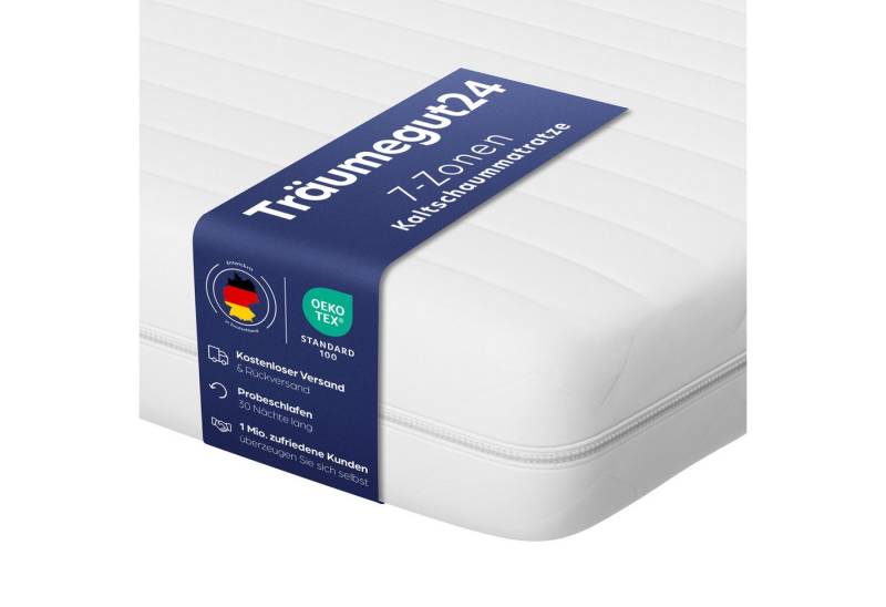 Kaltschaummatratze AquaFlex - 7-Zonen Wendematratze mit zwei Liegeseiten H2&H3, Träumegut24, verschiedene Größen, Höhen und Härtegrade - 30 Nächte Probeschlafen von Träumegut24