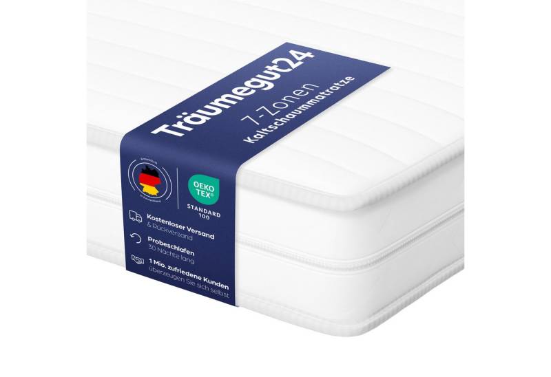 Kaltschaummatratze AquaFlex - 7-Zonen Wendematratze mit zwei Liegeseiten H2&H3, Träumegut24, verschiedene Größen, Höhen und Härtegrade - 30 Nächte Probeschlafen von Träumegut24