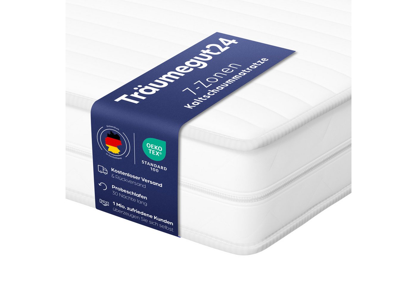 Kaltschaummatratze AquaFlex - 7-Zonen Wendematratze mit zwei Liegeseiten H3&H4, Träumegut24, verschiedene Größen, Höhen und Härtegrade - 30 Nächte Probeschlafen Kaltschaummatratze AquaFlex - 7-Zonen Wendematratze mit zwei Liegeseiten H3&H4, Träumegut24, verschiedene Größen, Höhen und Härtegrade - 30 Nächte Probeschlafen von Träumegut24