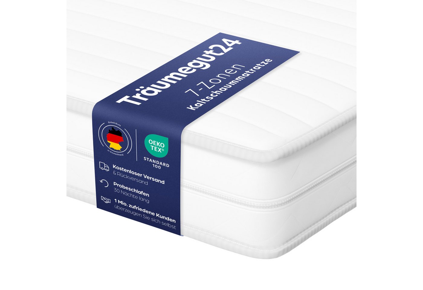 Kaltschaummatratze AquaFlex - 7-Zonen Wendematratze mit zwei Liegeseiten H3&H4, Träumegut24, verschiedene Größen, Höhen und Härtegrade - 30 Nächte Probeschlafen Kaltschaummatratze AquaFlex - 7-Zonen Wendematratze mit zwei Liegeseiten H3&H4, Träumegut24, verschiedene Größen, Höhen und Härtegrade - 30 Nächte Probeschlafen von Träumegut24