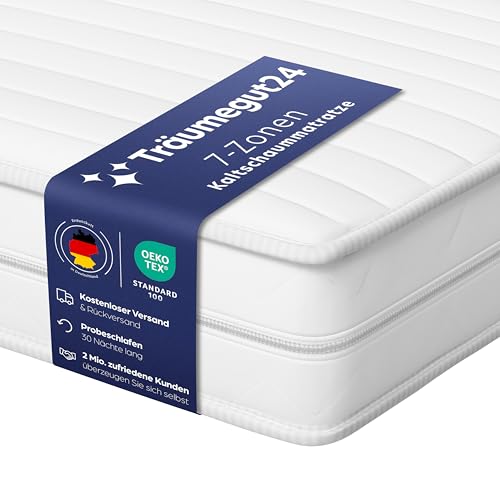 Träumegut24 AquaFlex 7-Zonen Matratze 140x200 cm | H2&H3 | Ergonomische Kaltschaummatratze | Hypoallergen & Antibakteriell | Bezug abnehmbar & waschbar | Oeko-TEX® | (16cm, 140 x 200 cm) von Träumegut24