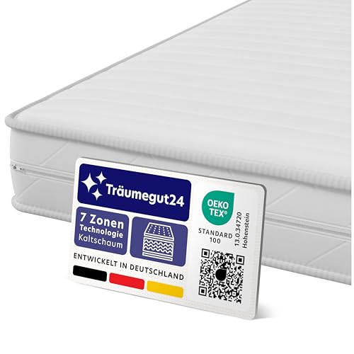 Träumegut24 - ergonomische 7-Zonen Matratze 140x200 cm | Größe + Höhe wählbar | Härtegrad H2&H3 | Kaltschaummatratze | Hautfreundlicher Bezug | Oeko-TEX® | (140 x 200 cm, 13 cm) von Träumegut24